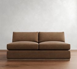 Build Your Own Carmel Wide Arm Wood Base Leather Sectional