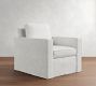 Cameron Square Arm Slipcovered Swivel Chair