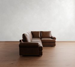 Canyon Roll Arm Leather 3-Piece Sectional (122&quot;)
