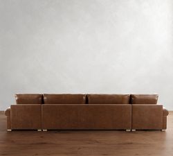 Canyon Roll Arm Leather Double Chaise Sectional (157&quot;&ndash;212&quot;)
