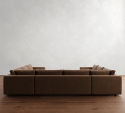 Carmel Wide Arm Leather U-Shaped Sectional (146&quot;)