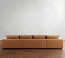 Dream Wide Arm Leather Double Chaise Sectional (154&quot;&ndash;174&quot;)