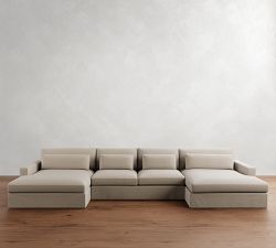 Westwood Square Arm Deep Seat Slipcovered Double Chaise Sectional (172&quot;&ndash;185&quot;)