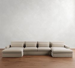 Westwood Square Arm Deep Seat Slipcovered Double Chaise Sectional (172&quot;&ndash;185&quot;)
