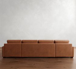 Big Sur Square Arm Deep Seat Leather Double Chaise Sectional (146&quot;&ndash;198&quot;)