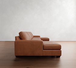 Big Sur Square Arm Leather Double Chaise Sectional (145&quot;&ndash;197)