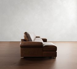 Canyon Roll Arm Leather Double Chaise Sectional (157&quot;&ndash;212&quot;)