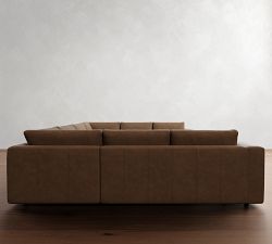 Carmel Wide Arm Leather U-Shaped Sectional (146&quot;)