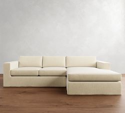 Carmel Wide Arm Slipcovered Chaise Sectional (113&quot;&ndash;135&quot;)