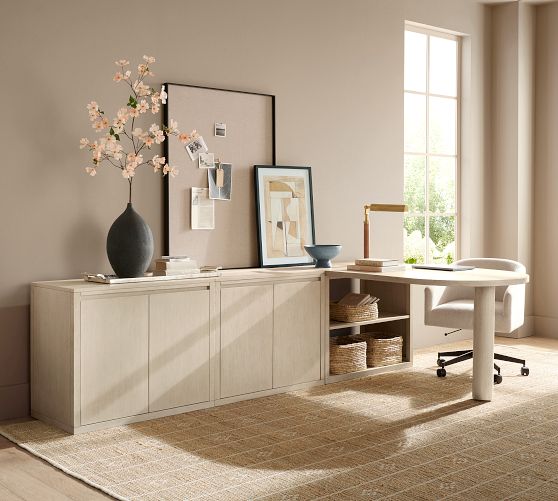 Cayman Peninsula Desk with Low Bookcase Suite (108" x 66")