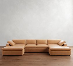 Dream Wide Arm Leather Double Chaise Sectional (154&quot;&ndash;174&quot;)