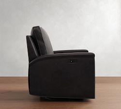 Tyler Square Arm Leather Manual &amp; Power Swivel Glider Recliner