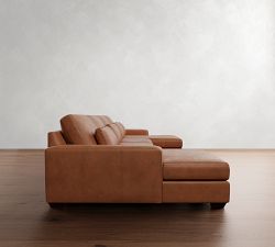 Big Sur Square Arm Deep Seat Leather Double Chaise Sectional (146&quot;&ndash;198&quot;)
