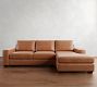 Big Sur Square Arm Leather Chaise Sectional (114&quot;&ndash;156&quot;)