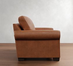Buchanan Roll Arm Leather Twin Sleeper Sofa with Memory Foam Mattress (56&quot;)