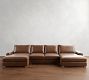 Canyon Roll Arm Leather Double Chaise Sectional (157&quot;&ndash;212&quot;)