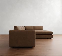 Carmel Slim Arm Leather Return Bumper Sectional (110&quot;&ndash;122&quot;)
