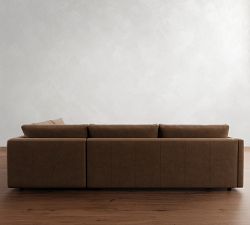 Carmel Slim Arm Leather Return Bumper Sectional (110&quot;&ndash;122&quot;)