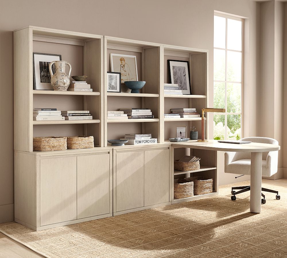 Cayman Peninsula Desk with Bookcase Suite (108&quot; x 66&quot;)