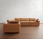 Dream Wide Arm Leather Modular L-Shaped Sectional (130&quot;)