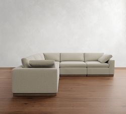Dream Wide Arm Wood Base Modular L-Shaped Sectional (129&quot;)