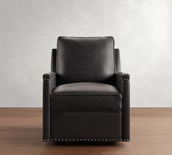 Tyler Square Arm Leather Manual &amp; Power Swivel Glider Recliner