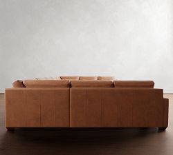 Big Sur Square Arm Deep Seat Leather U-Shaped Sectional (159&quot;&ndash;191&quot;)