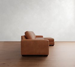Big Sur Square Arm Leather Chaise Sectional (114&quot;&ndash;156&quot;)