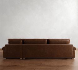 Canyon Roll Arm Leather Chaise Sectional (123&quot;&ndash;169&quot;)