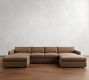 Carmel Slim Arm Leather Double Chaise Sectional (138&quot;&ndash;170&quot;)