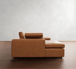 Dream Wide Arm Leather Double Chaise Sectional (154&quot;&ndash;174&quot;)