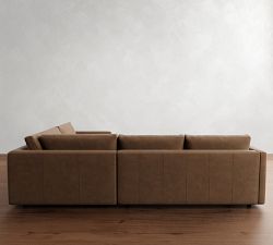 Carmel Slim Arm Leather 3-Piece Wedge Sectional (119&quot;)
