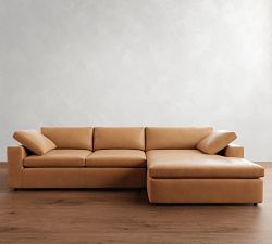 Dream Wide Arm Leather Chaise Sectional (120&quot;&ndash;130&quot;)