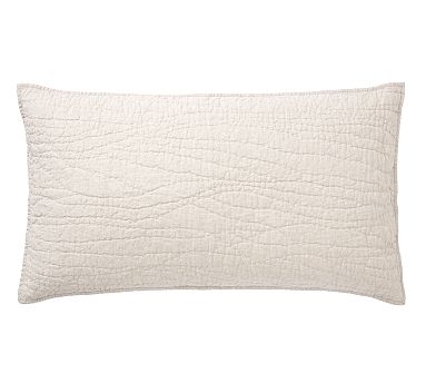 Belgian Flax Linen Handcrafted Quilted Sham, Classic Ivory, King, Set of 2