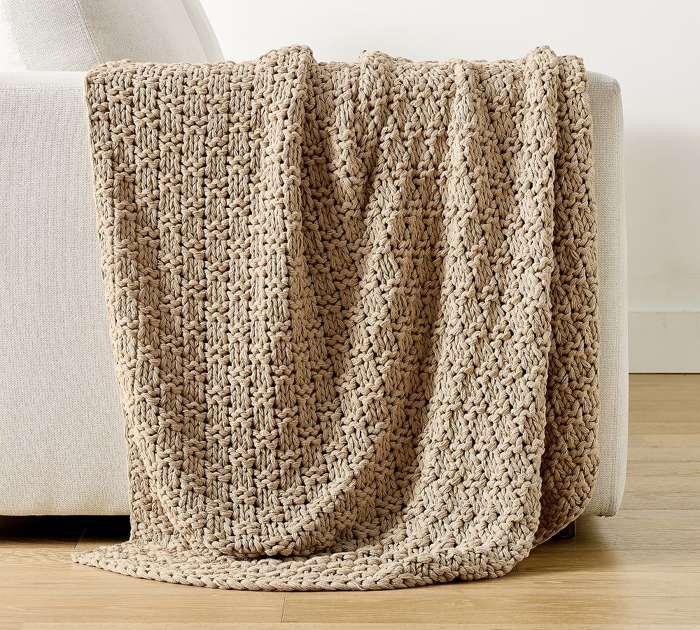 Boston Knit Throw - Dark Flax