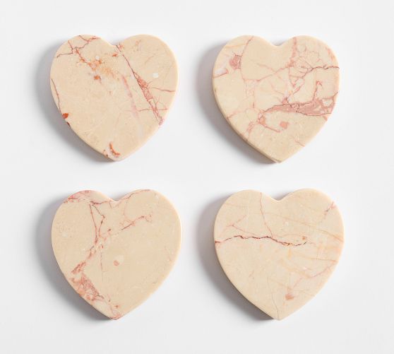 Marble Heart Coasters - Set of 4
