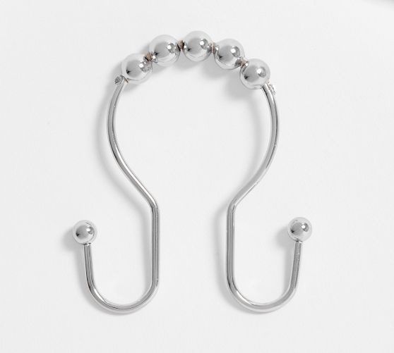 Double Hook Shower Curtain Rings - Set of 12