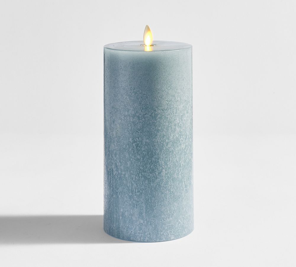 Premium Flickering Flameless Wax Pillar Candle - Salt Washed