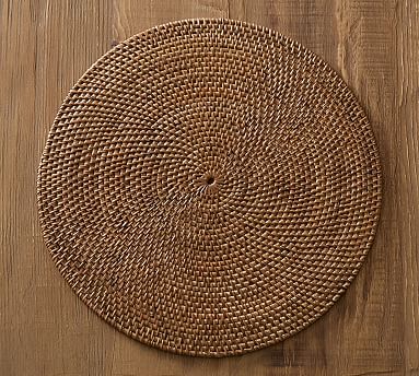Tava Rattan Round Placemat, Single - Honey