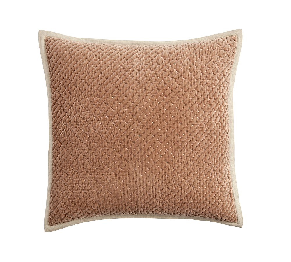 Cross Stitch Velvet Quilted Sham - Rosewood, Euro Size