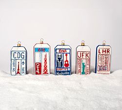 Handmade Heirloom Destination Luggage Tag Ornaments
