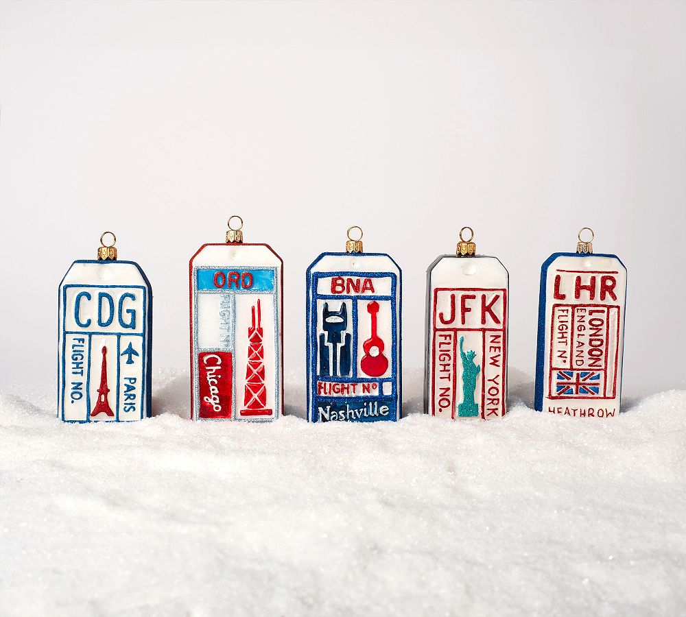 Handmade Heirloom Destination Luggage Tag Ornaments