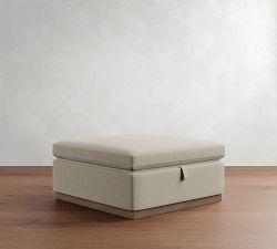 Dream Wide Arm Wood Base Sectional Storage Ottoman