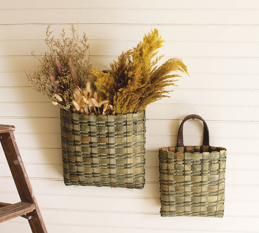 Wooden Wall Hanging Baskets - Set of 2
