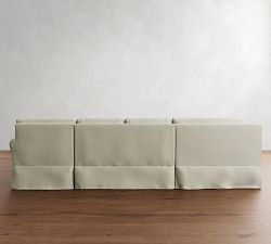 York Roll Arm Deep Seat Slipcovered 4-Piece Chaise Sectional (121&quot;)