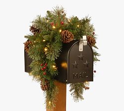 Lit LED Faux Pinecone Mailbox Swag
