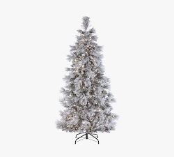 Multi-Functional Lit Flocked Snowbell Pine Faux Christmas Trees