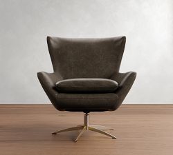 Wells Leather Petite Swivel Chair