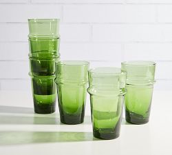 Moroccan Stackable Recycled Drinking Glasses - Set of 6