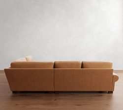 Turner Roll Arm Leather 3-Piece Wedge Sectional (119&quot;&ndash; 124&quot;)
